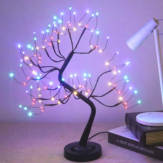 FUCHSUN 108 LED Tabletop Tree Light, 20 Inch Lighted Tree Artificial Bonsai Twinkle Tree Lamp with with 8 Lighting Modes & Timer, Home Indoor Bedroom Christmas Decoration, USB & Battery Operated