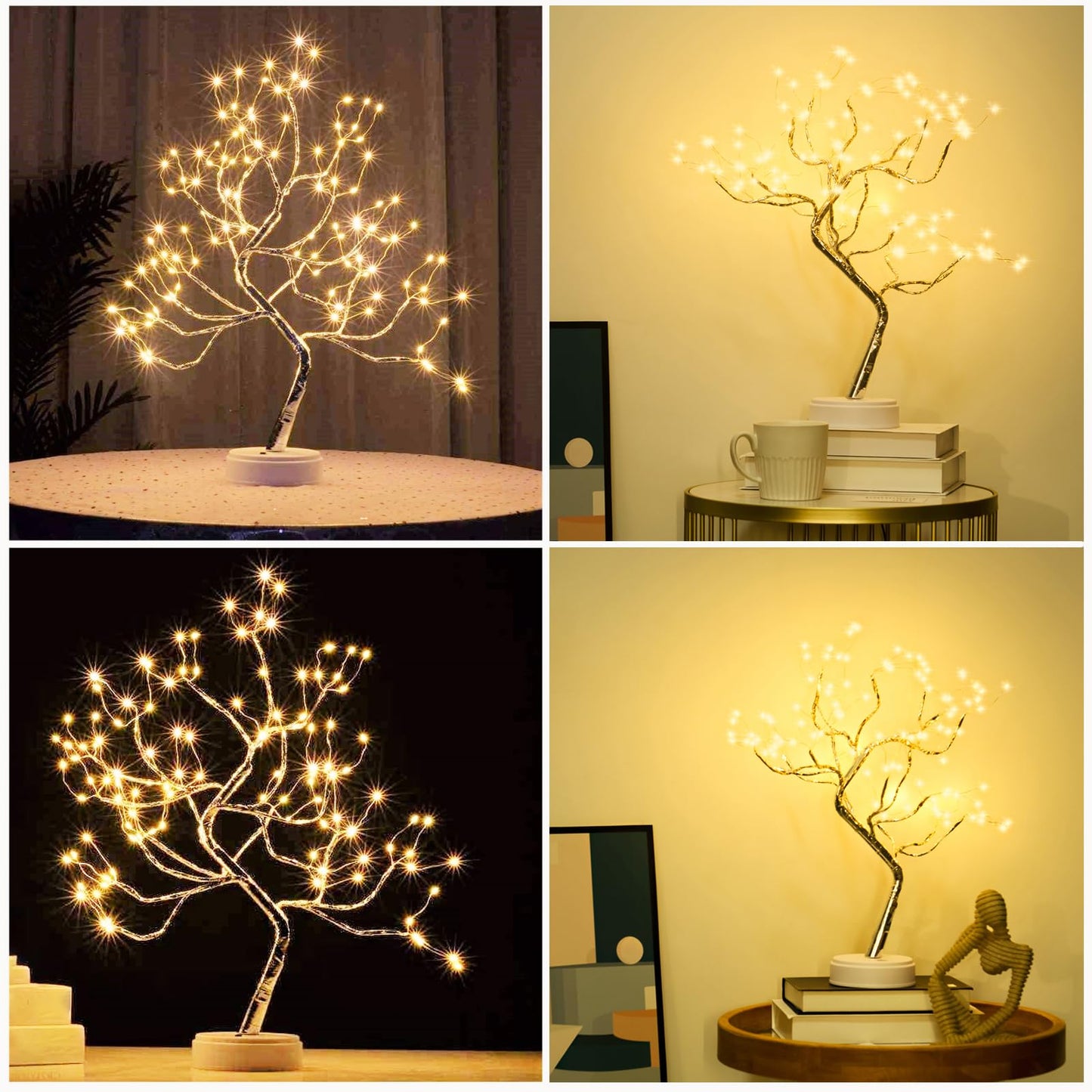 PXBNIUYA Room Decor, 20" 108 LED Tabletop Bonsai Tree Light, DIY Artificial Tree Lamp, Battery/USB Operated, Aesthetic Lamps for Living Room Bedroom Christmas Home Gifts House Decor (Warm White)