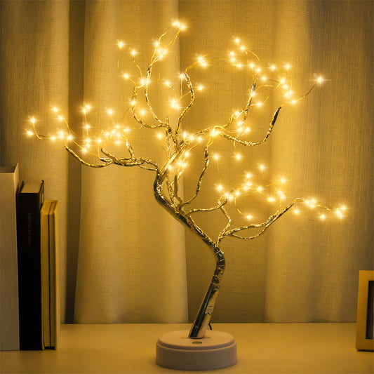 PXBNIUYA Room Decor, 20" 108 LED Tabletop Bonsai Tree Light, DIY Artificial Tree Lamp, Battery/USB Operated, Aesthetic Lamps for Living Room Bedroom Christmas Home Gifts House Decor (Warm White)